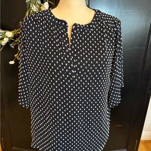 Ann Taylor Navy and White Blouse